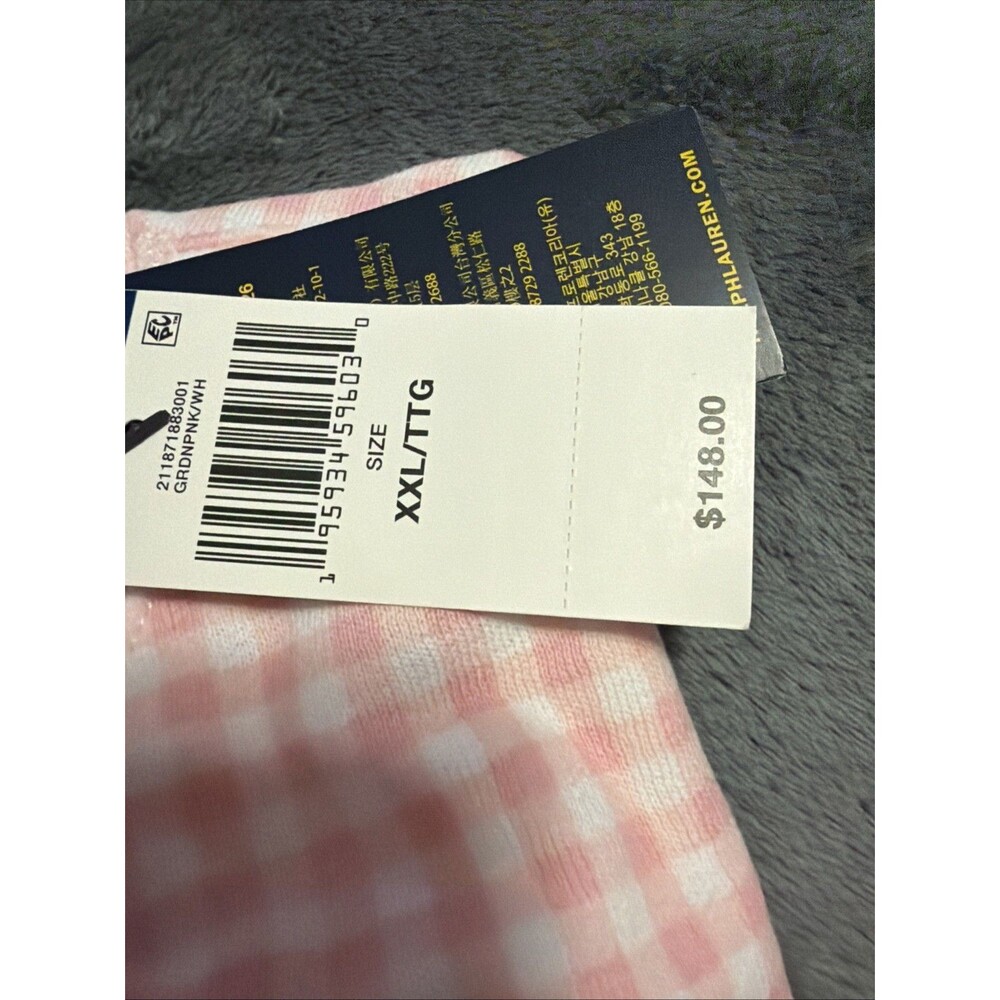2XL Polo Ralph Lauren Gingham Fleece Sweatshirt Pink White - Picture 10 of 13